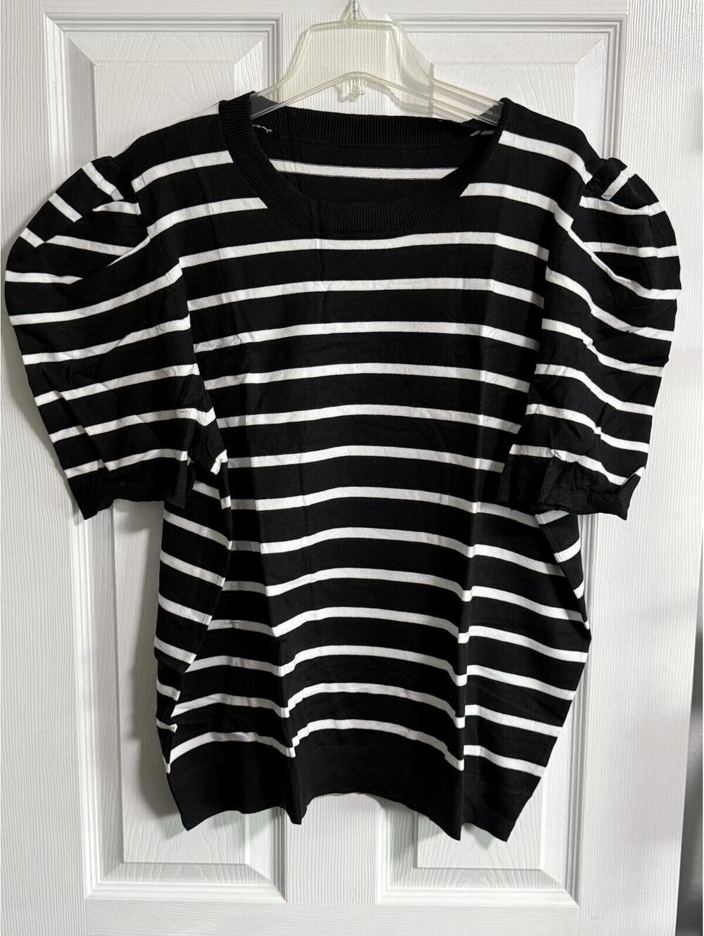 Beautife Women’s Short Puff Sleeve Casual Crew Neck Knit Pullover – 5XL